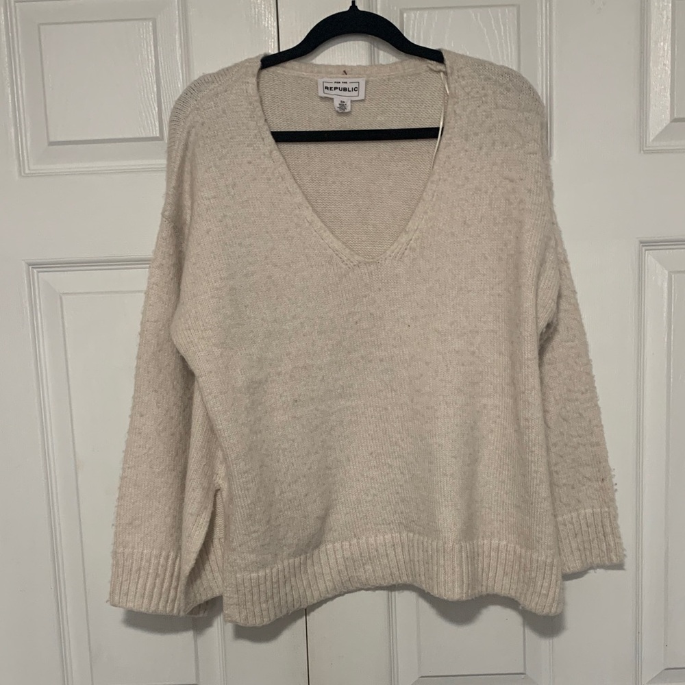 New no tags - For The Republic Women's V-Neck Cream Sweater
